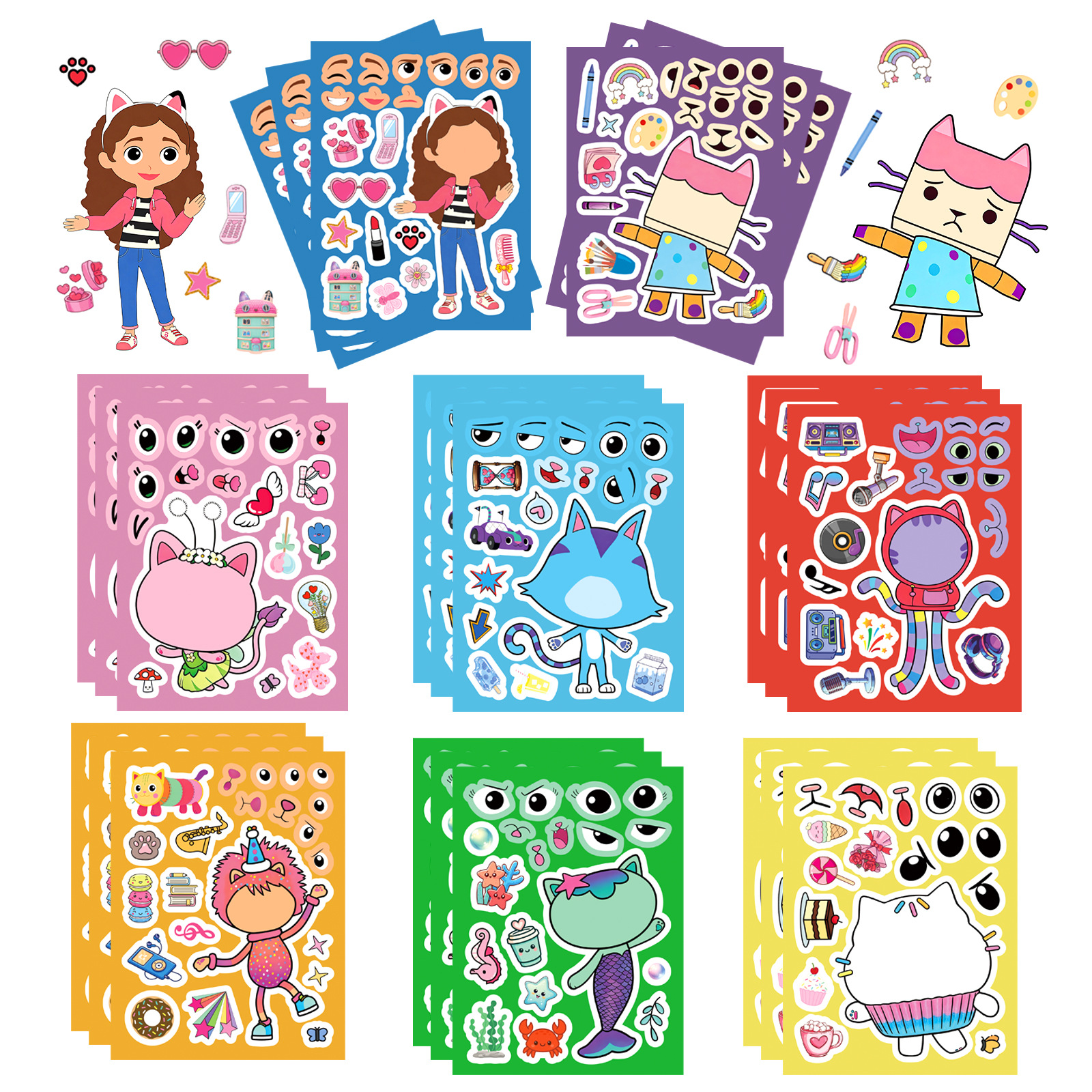 Kids Education App - 8/16Sheets Gabby's Dollhouse Make A Face