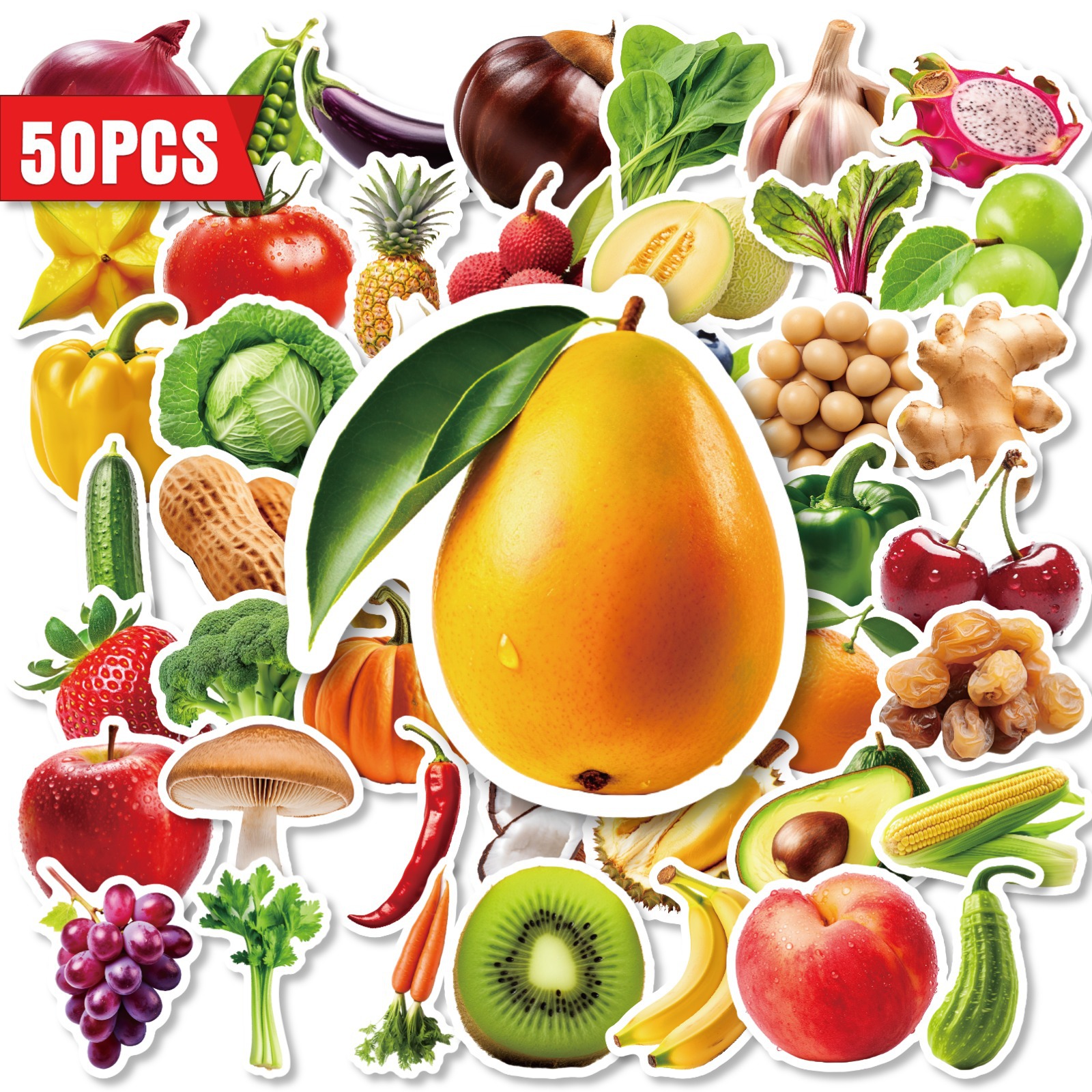 Kids Education Laptop - 50Pcs Realistic Fruit Vegetable Stickers Educational
