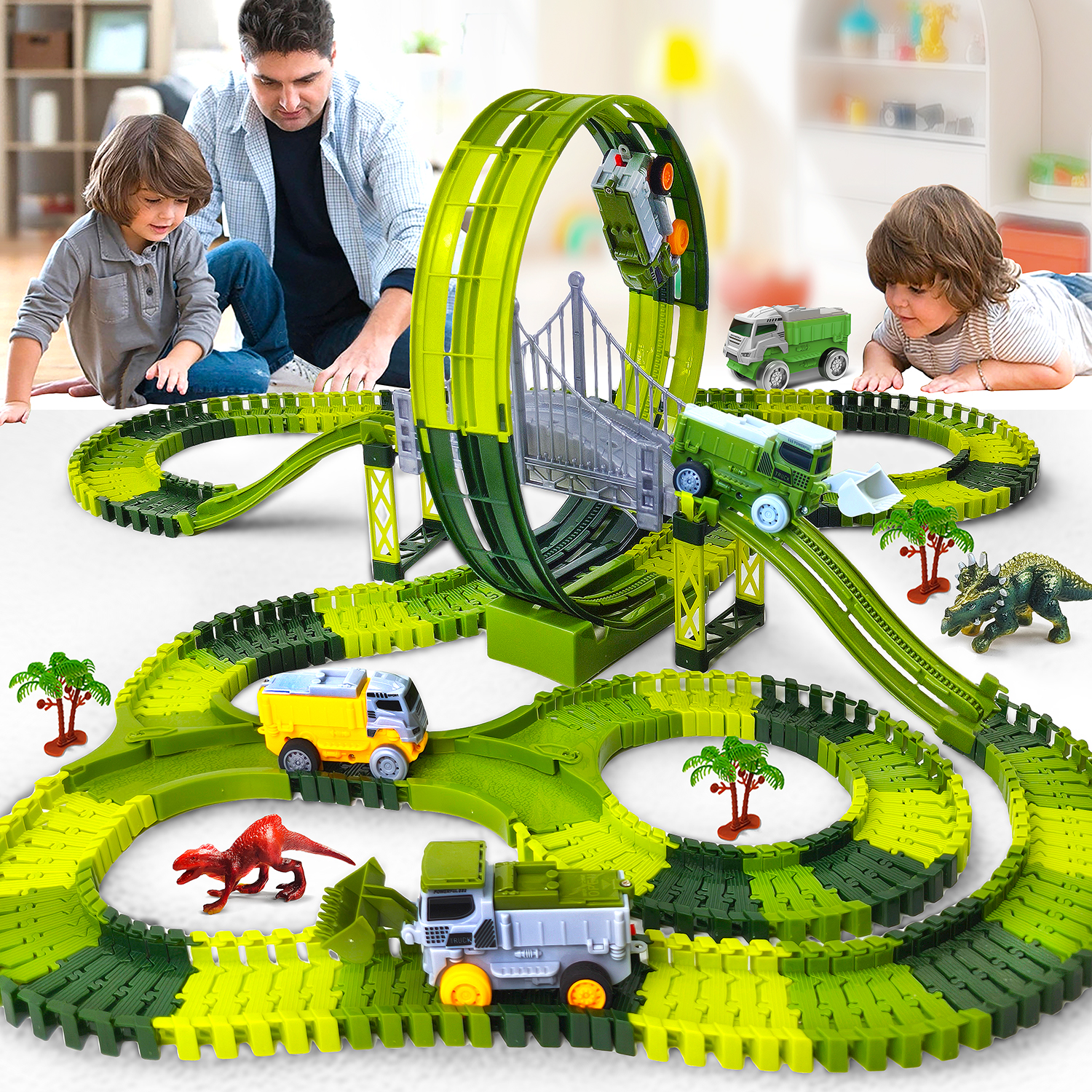 Kids Education Things - Dinosaur Toy Race Track Featuring Flexible