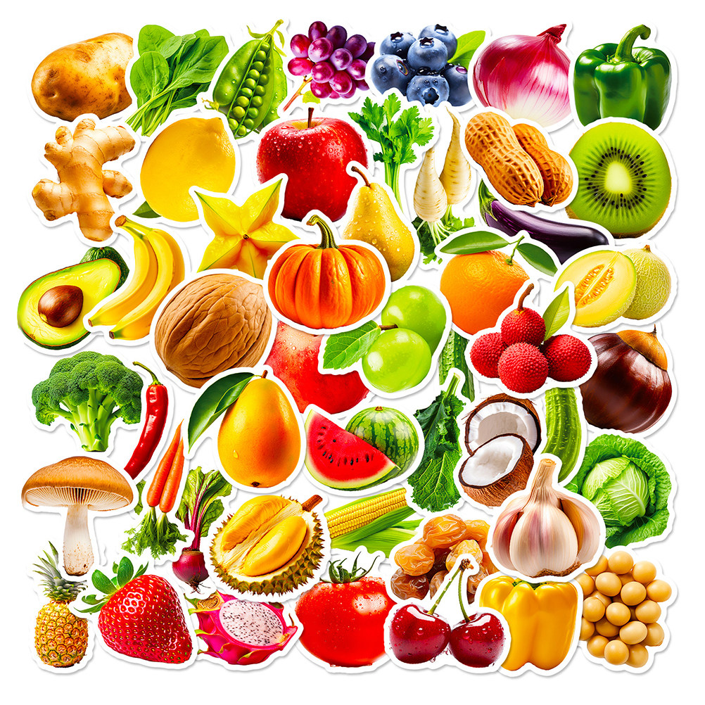 Kids Education Laptop - 50Sheets Fruit Vegetable Stickers Peel Stick