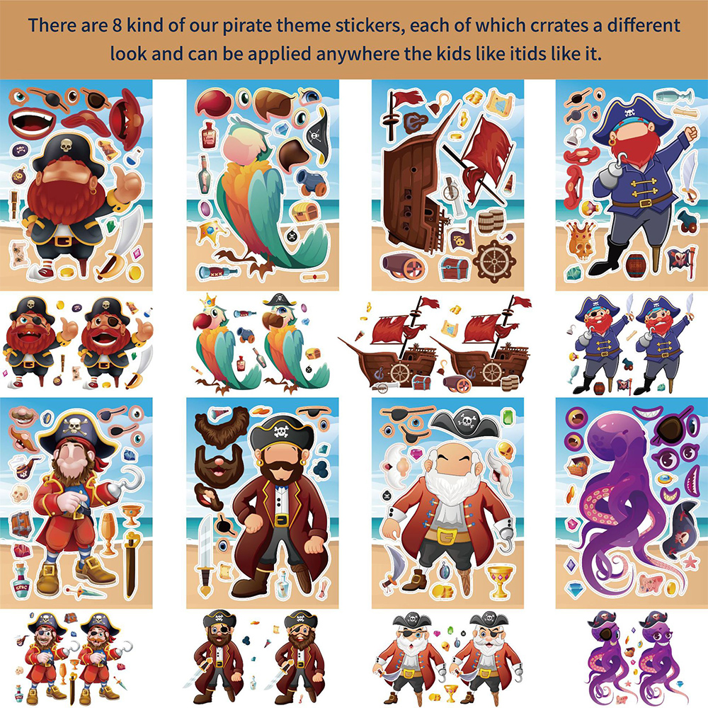 8/16Sheets Cool Pirate Ship Pu - Kids Education Laptop ulasan dan harga