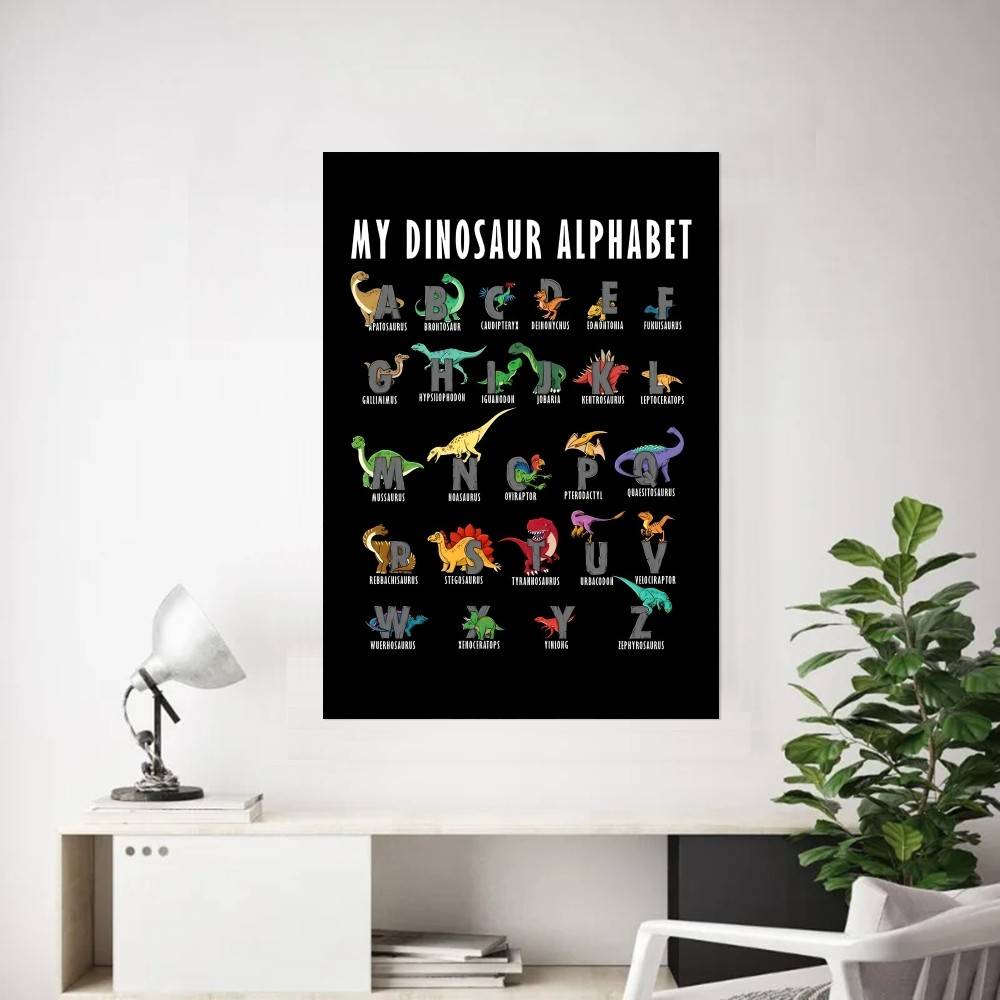 Dinosaur Alphabet Paper Poster - Background For Kids Education ulasan dan harga