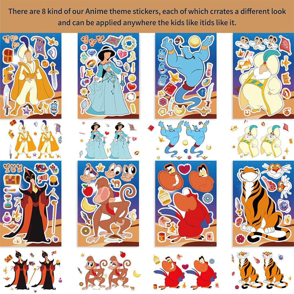 8/16sheets Disney Anime Aladdi - Kids Education Laptop ulasan dan harga
