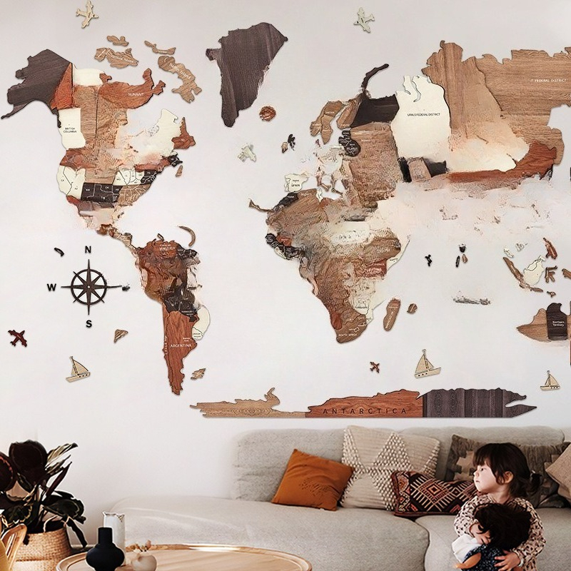 Solid wood world map puzzle wa - Puzzle Map World ulasan dan harga
