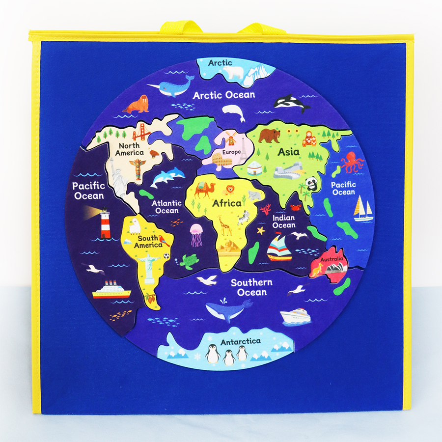 Kids World Map Felt Puzzle, In - Puzzle Map World ulasan dan harga